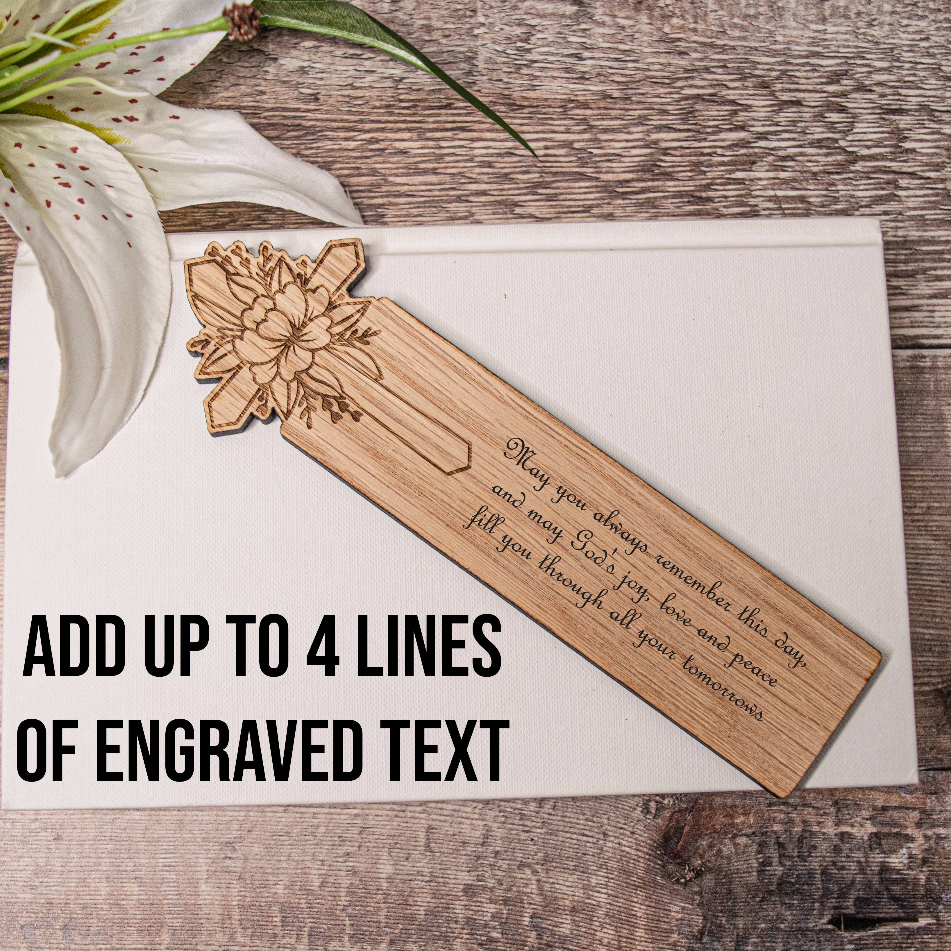 The Happy Gift Makers – wholesale Bokmärke – Träkors bokmärke, Trä krucifix bokmärke lasergraverad2