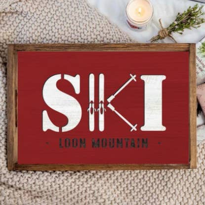 Plateau de service en bois personnalisé pour ski pour la vente par Rustic Marlin