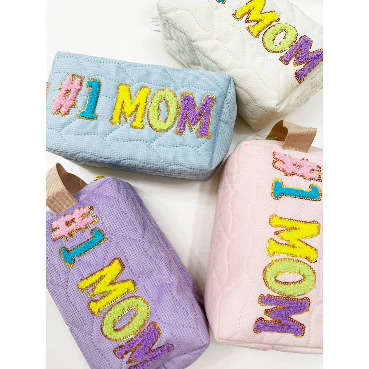 MIX COLOR LOVE MOM Soft Tone Light Weight Cosmetic Bag for wholesale on Faire5