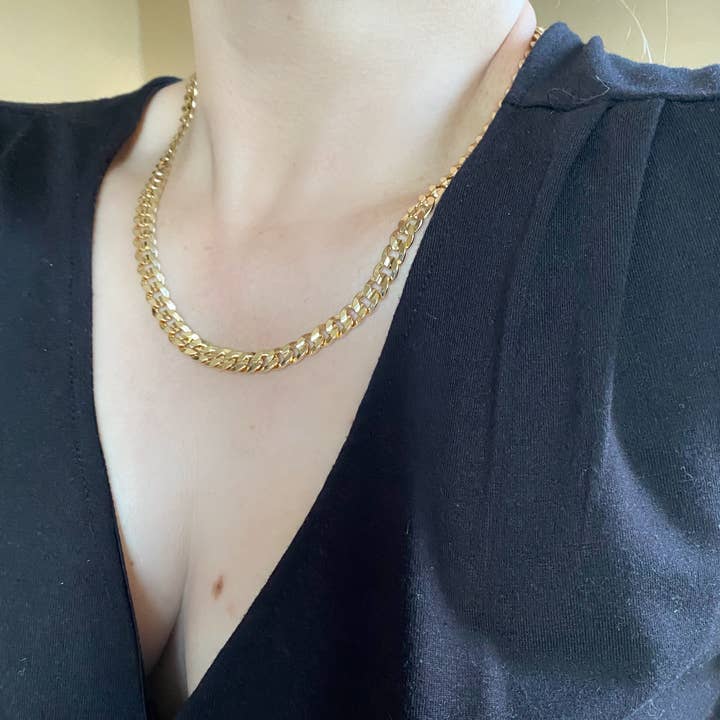 GoldFi - Wholesale Link & Chain Necklace - 18k Gold Filled 8mm Diamond Cut Cuban Chain Necklace1