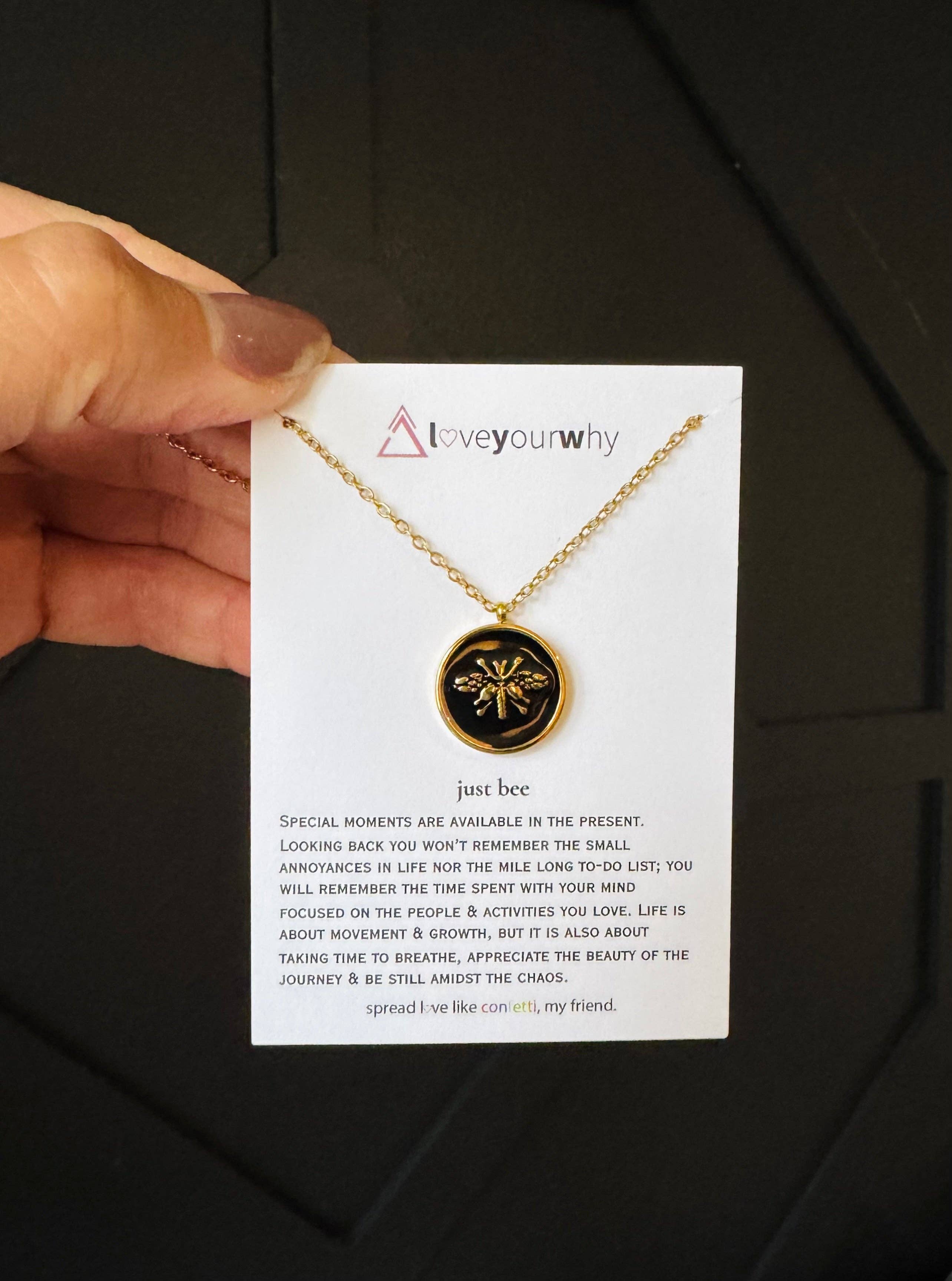Black Just Bee Necklace for wholesale on Faire