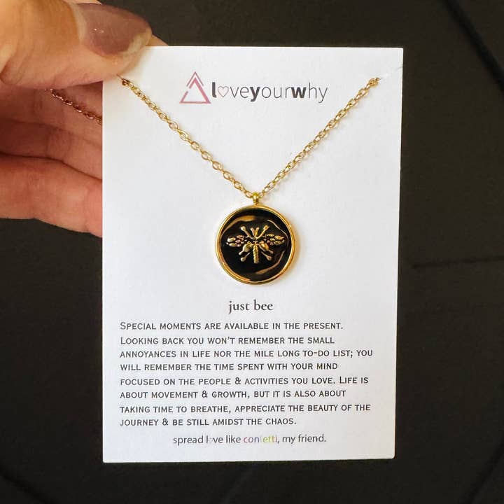 Black Just Bee Necklace for wholesale on Faire0