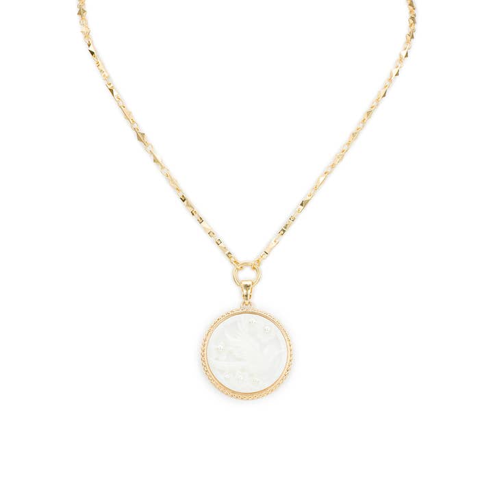 Carved Bird Pendant Necklace - Mother of Pearl Collection for wholesale by Patricia Nash
