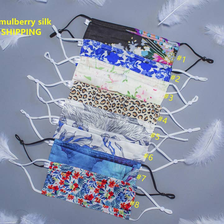 New, Thin Breathable Silk Face Mask, 100% Silk, Double Layered Mulberry Silk, Soft And Comfy. Made In Usa. Fast Ship. for wholesale by FanakoStudioNYC