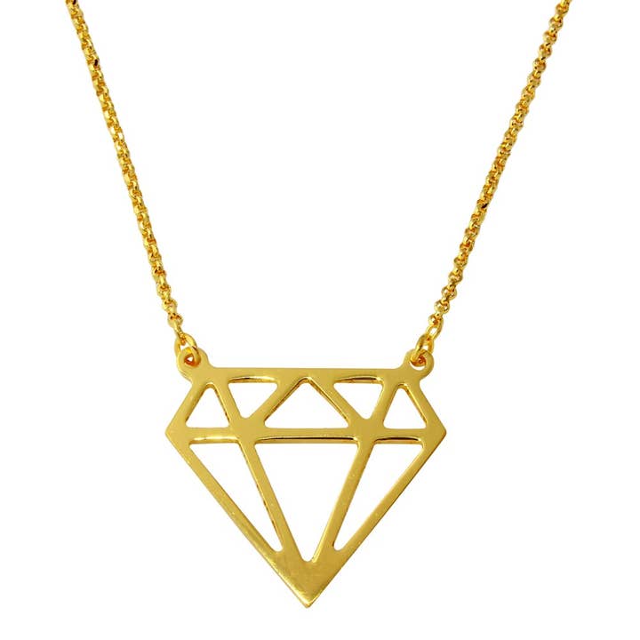 Silver Gold Plated Diamond Outline Necklace for wholesale by The Hailey Shop