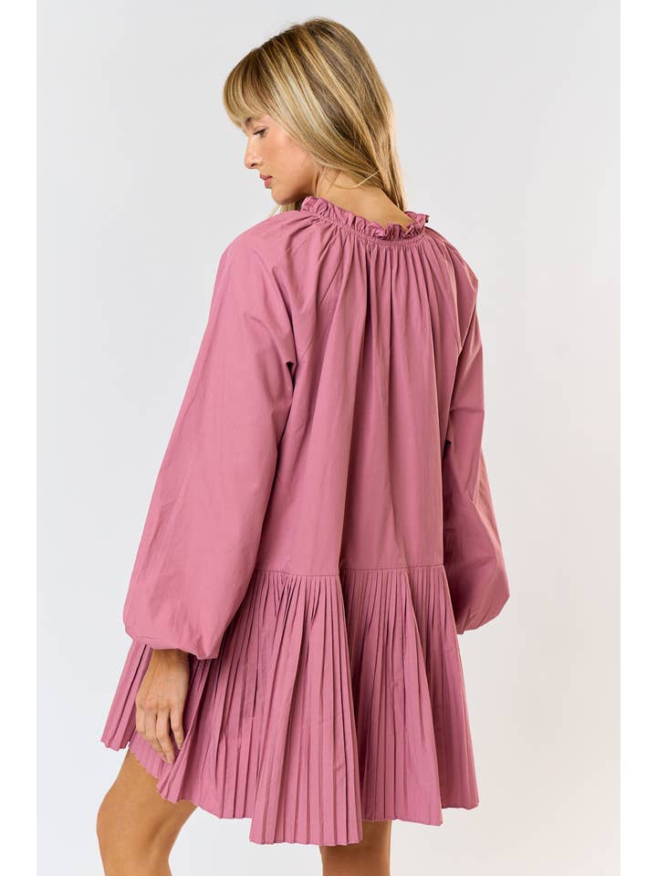 MAUVE ILD4773 PUFF LONG SLEEVE DRESS WITH BOTTOM PLEAT for wholesale on Faire