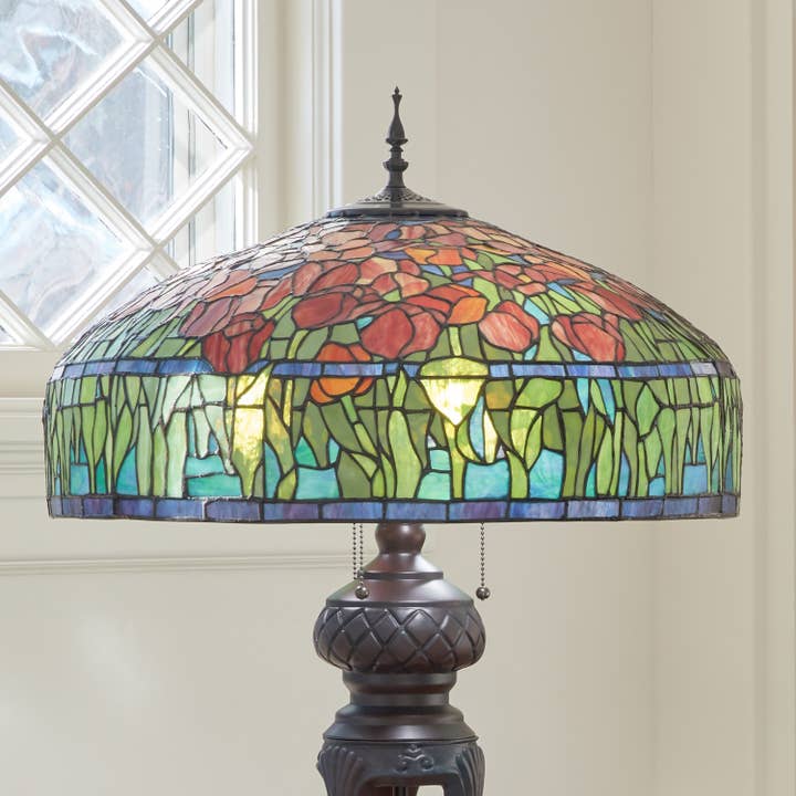 River of Goods - Wholesale Accent/Desk Lamp - 33.25"H Tulip Tiffany-Style Stained Glass Table Lamp
