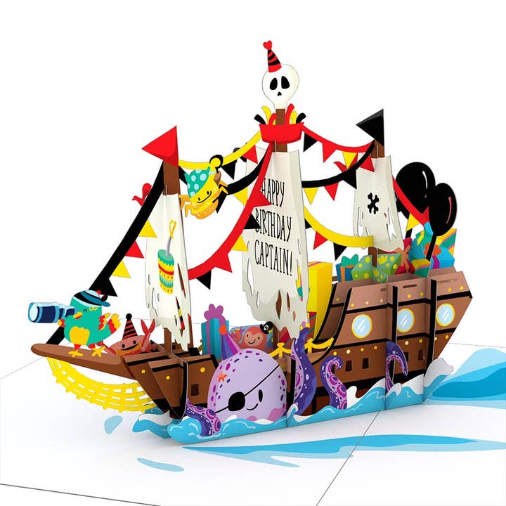 Playpop Card™: 4.5"x5.9" Happy Birthday Pirate Ship for wholesale by Lovepop Cards