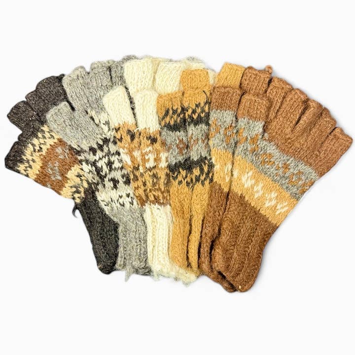 Rustic Alpaca Knit Fingerless Gloves for wholesale by Inter-American Trading Inc.