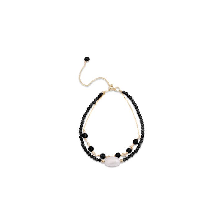 Luxenter - Wholesale Beaded Bracelet - Pulsera Luxenter de Cuarzo Hidrotermal Onix acabada en oro amarillo de 18K - Ekhao