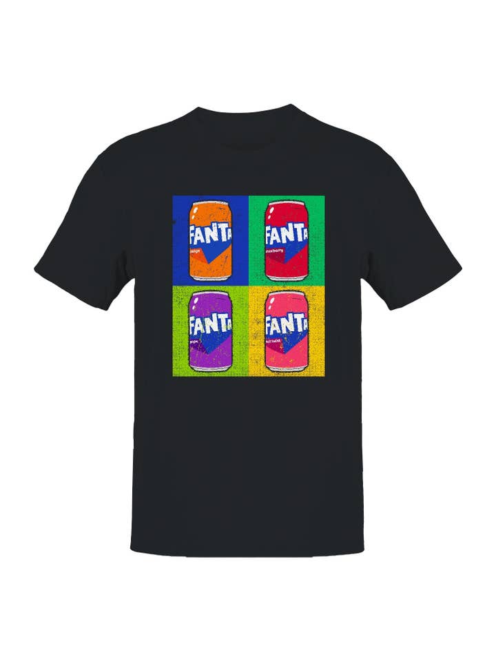 Officially Licensed Fanta Pop Art Style Cans Men's T-shirt for wholesale by Snack Tees