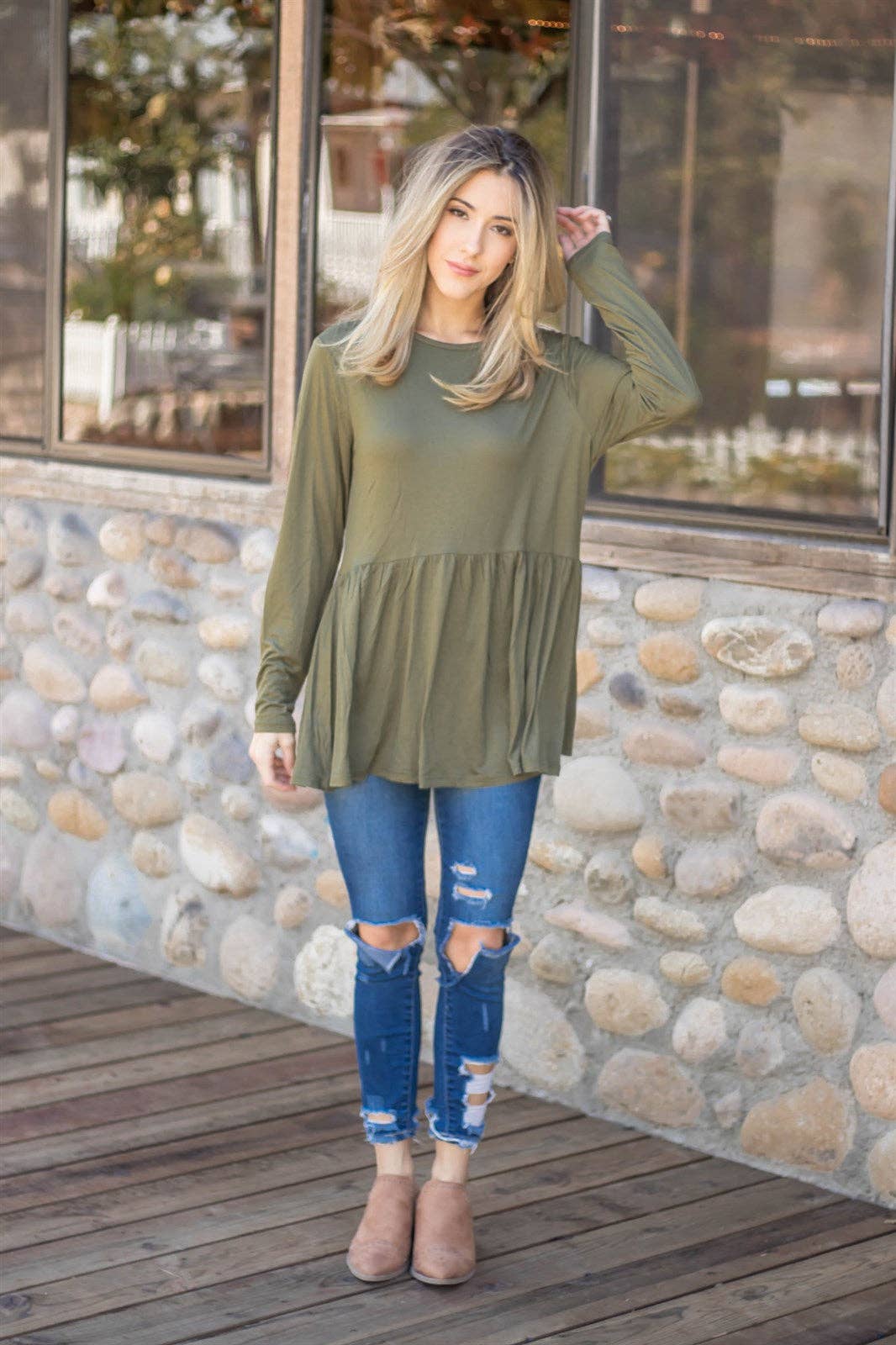 Tickled Teal - Vendita all'ingrosso Tunica - Donna - Top Peplum Evelyn a maniche lunghe7