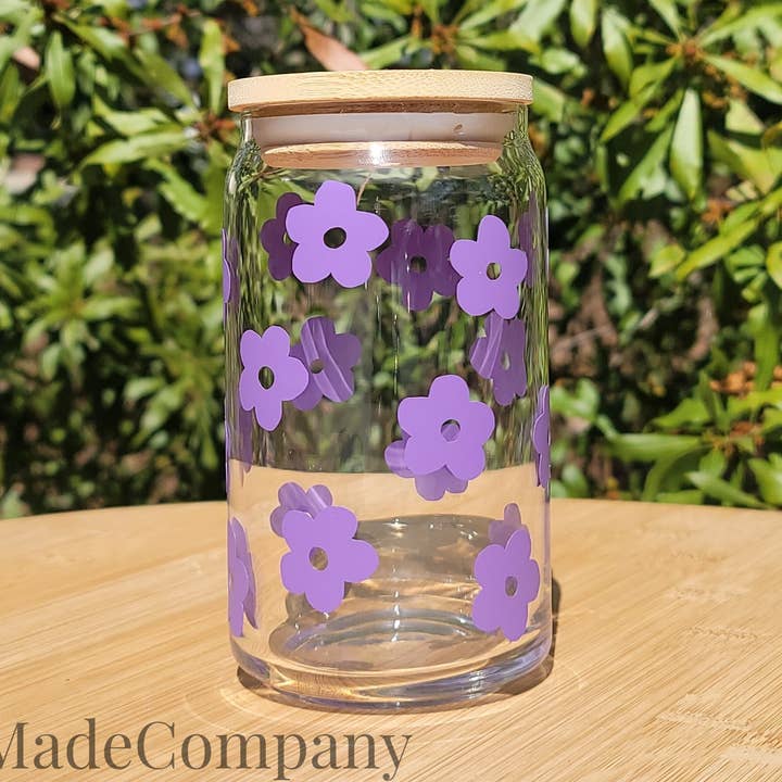 Purple Retro Daisy Beer Can Glass (Copy) for wholesale by jessmadecompany