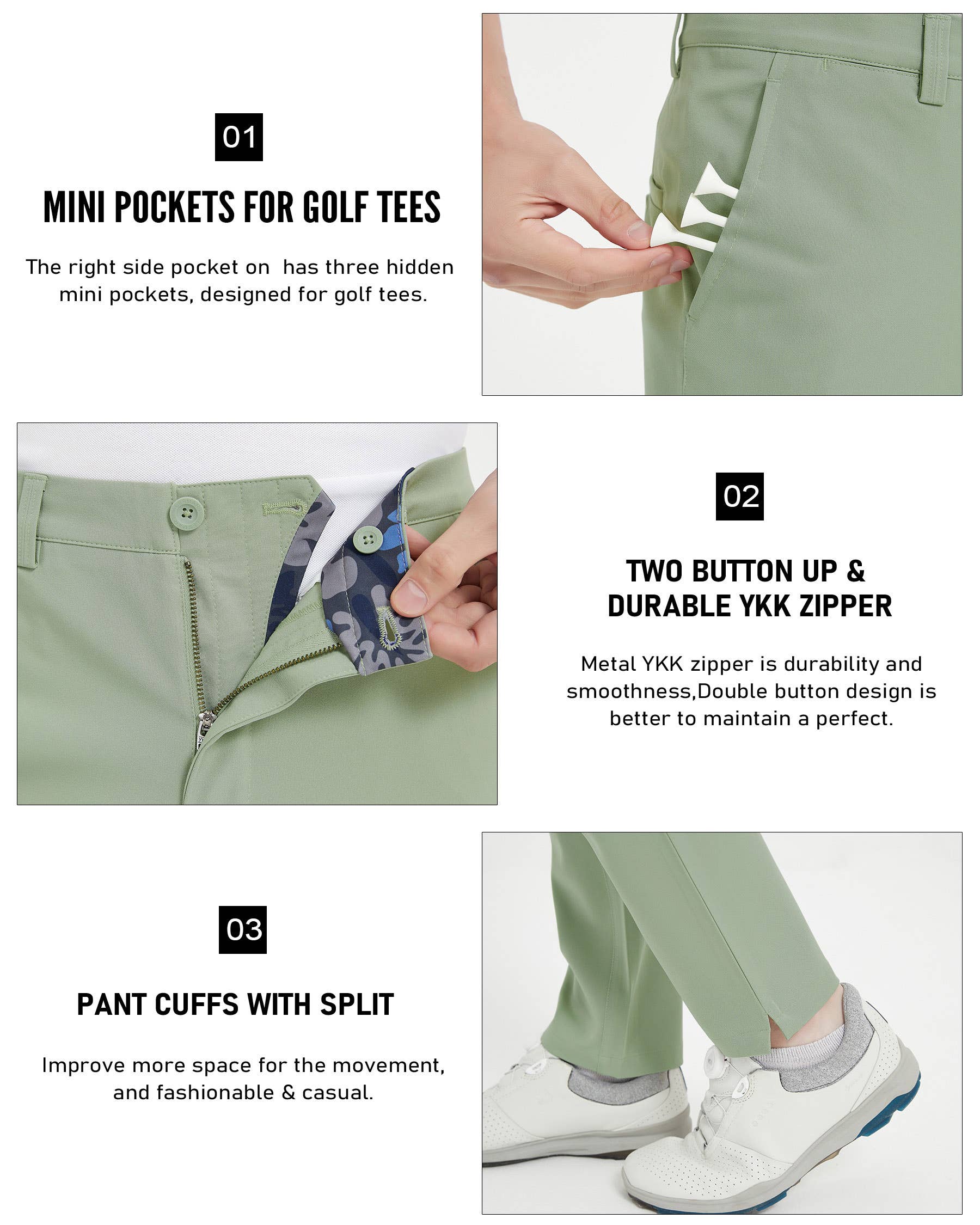 Qing Dao Lai Si Ma Te Fang Zhi You Xian Gong Si - Wholesale Pants - Men's - Men's Stretch Tech Performance Golf Pants Solid & Printed30