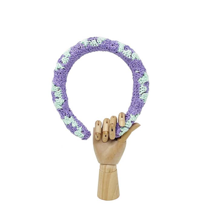 Tétè Handmade Accessories - Wholesale Fashion Headband - Women's - Purple/mint green crochet domed headband