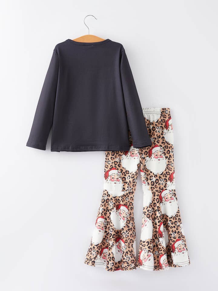 Rylee Faith Designs - Wholesale Top & Pant Set - Kids - Girls Christmas "JESUS" Print Leopard Outfits Set