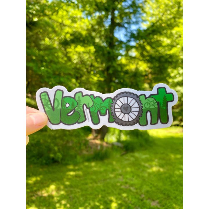 Designs by Diana - twinkletaters - Wholesale Sticker - Bike Vermont 5" x 1.7" Vinyl Sticker