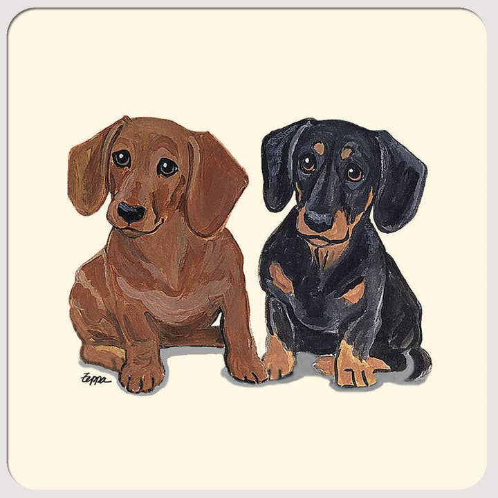 Dachshund Pair Beverage Coasters for wholesale by Zeppa Studios