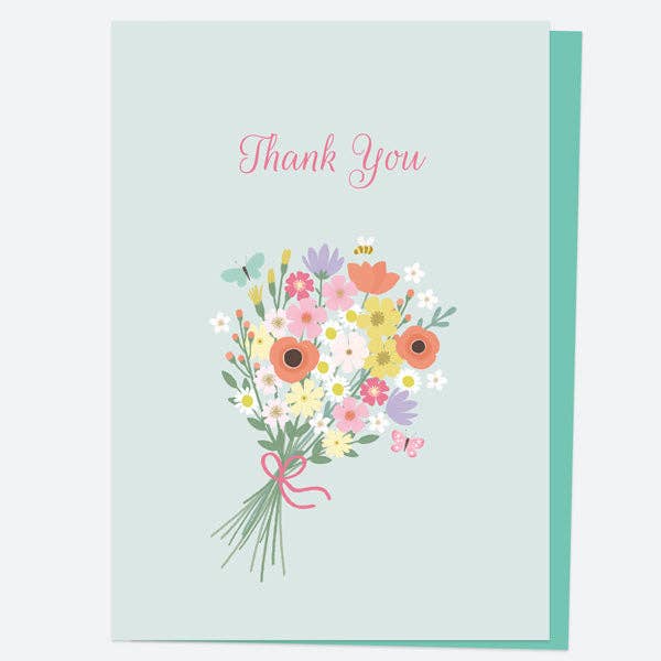 Dotty About Paper - Wholesale Thank You Card - Thank You Open Out Cards - Cute Flowers - Pack of 100
