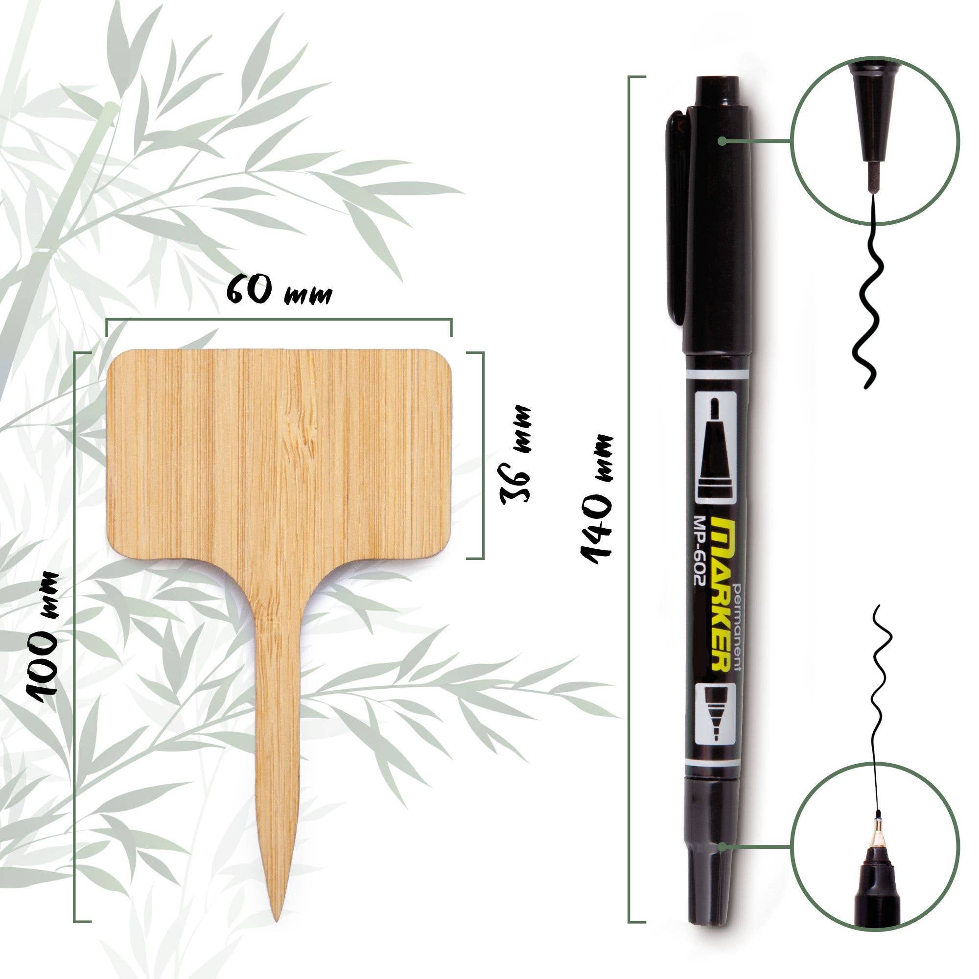Vendix GmbH - Wholesale Garden Tool - 30x bamboo plant plugs for labelling with marker2
