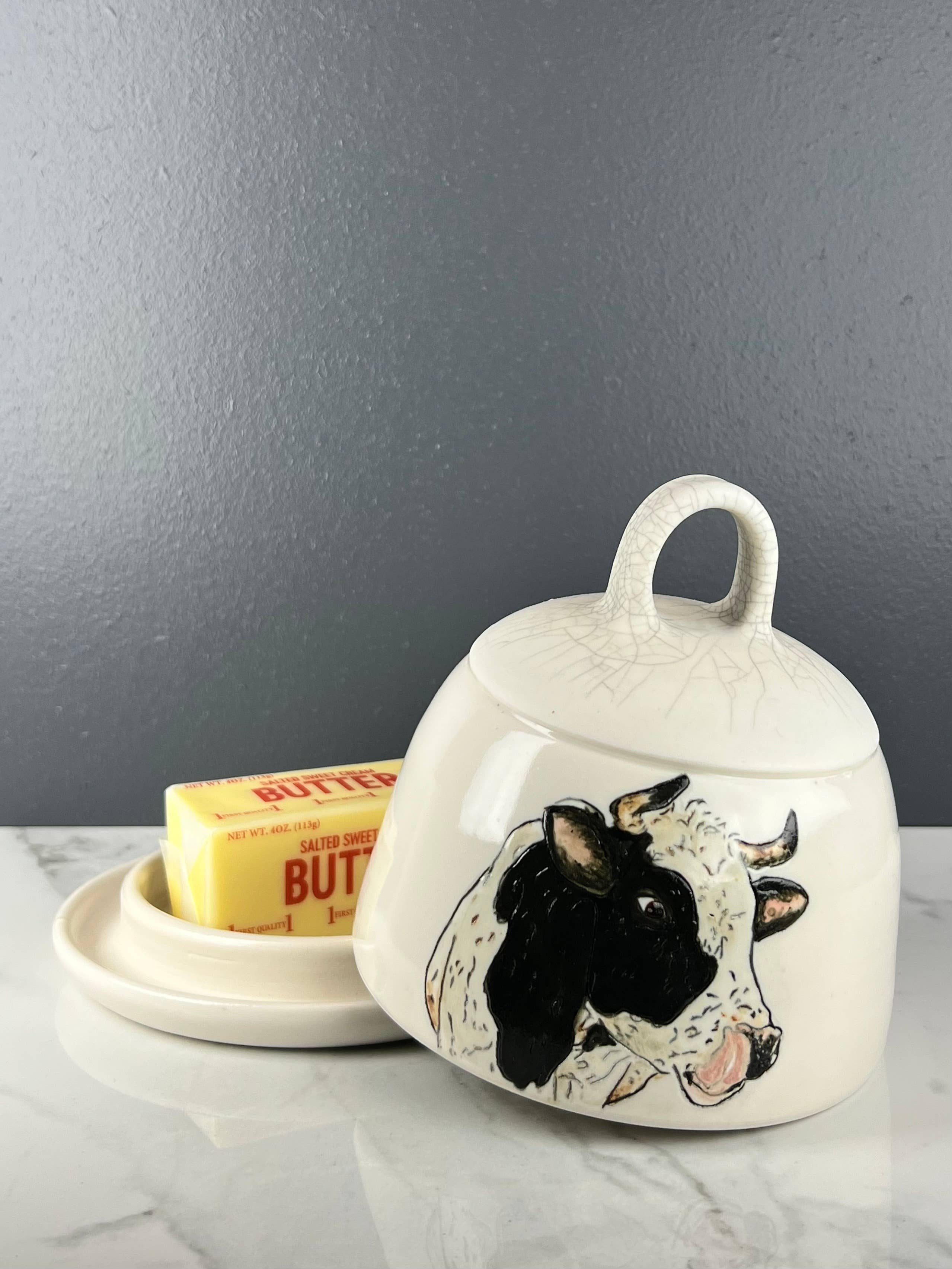 Lucy Nilan Studios - Wholesale Butter Dish - Black cow butter dish2