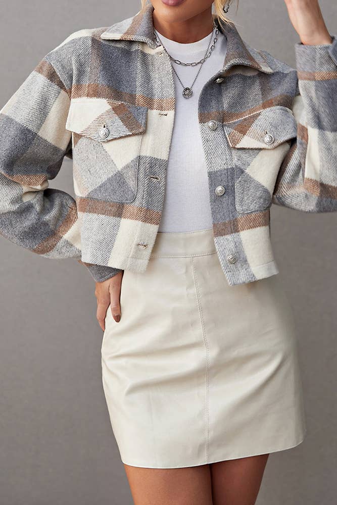 UNISHE - Wholesale Shirt Jacket/Shacket - Women's - Pocketed Plaid Open Button Shackets GSS0224