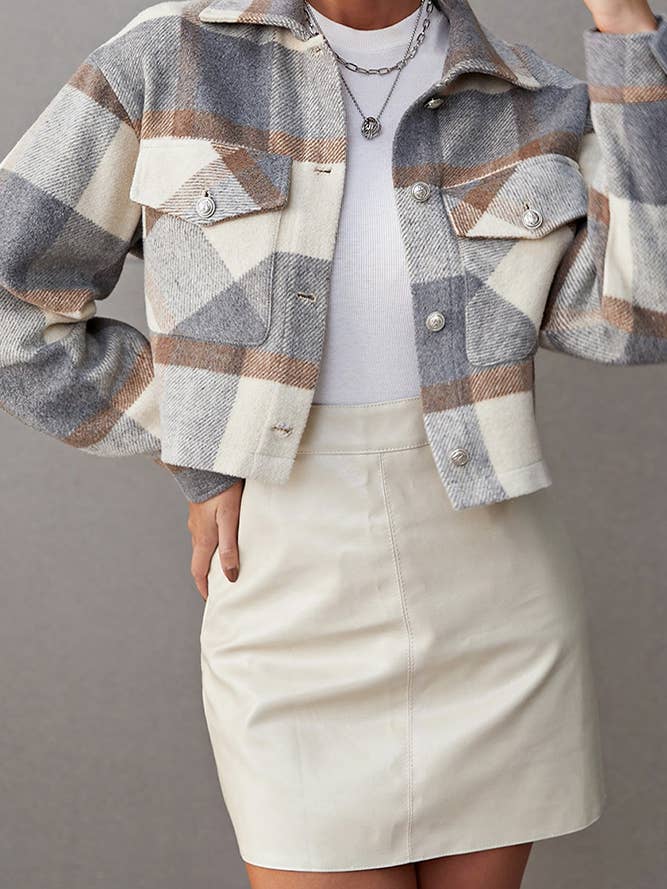 UNISHE - Wholesale Shirt Jacket/Shacket - Women's - Pocketed Plaid Open Button Shackets GSS0224