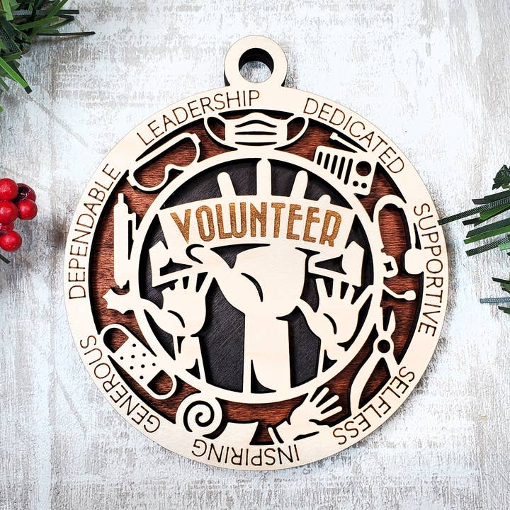 Volunteer Ornament for wholesale by Fuzzy Unicorn Designs