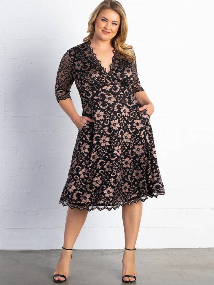Kiyonna - Wholesale Dress - Women's - Mon Cherie Lace Dress - Plus Size0