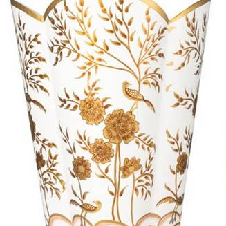 Ivory & Brass Pheasant Wastepaper Basket for wholesale by The Enchanted Home