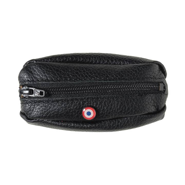 CHARLES Schwarze Brieftasche aus genarbtem Leder ist schwarz für den Großhandel von Larmorie Officiel