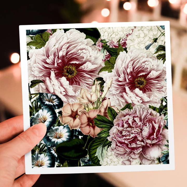 3dRose - Wholesale Everyday Greeting Card - 3dRose, Victorian Luxury Vintage Black Peony Flower Watercolor Summer Pattern, Greeting Card5