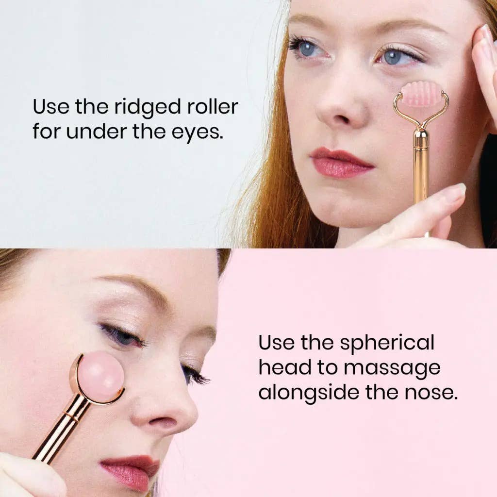 Lindo - Wholesale Face/Beauty Roller - Lindo Rose Quartz Roller Set - Interchangeable Heads4