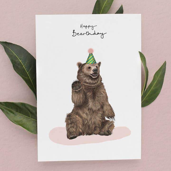 Beth Goodwin Designs - Wholesale Birthday Card - Happy Bearthday Card | Bear Birthday Card | Greetings Card