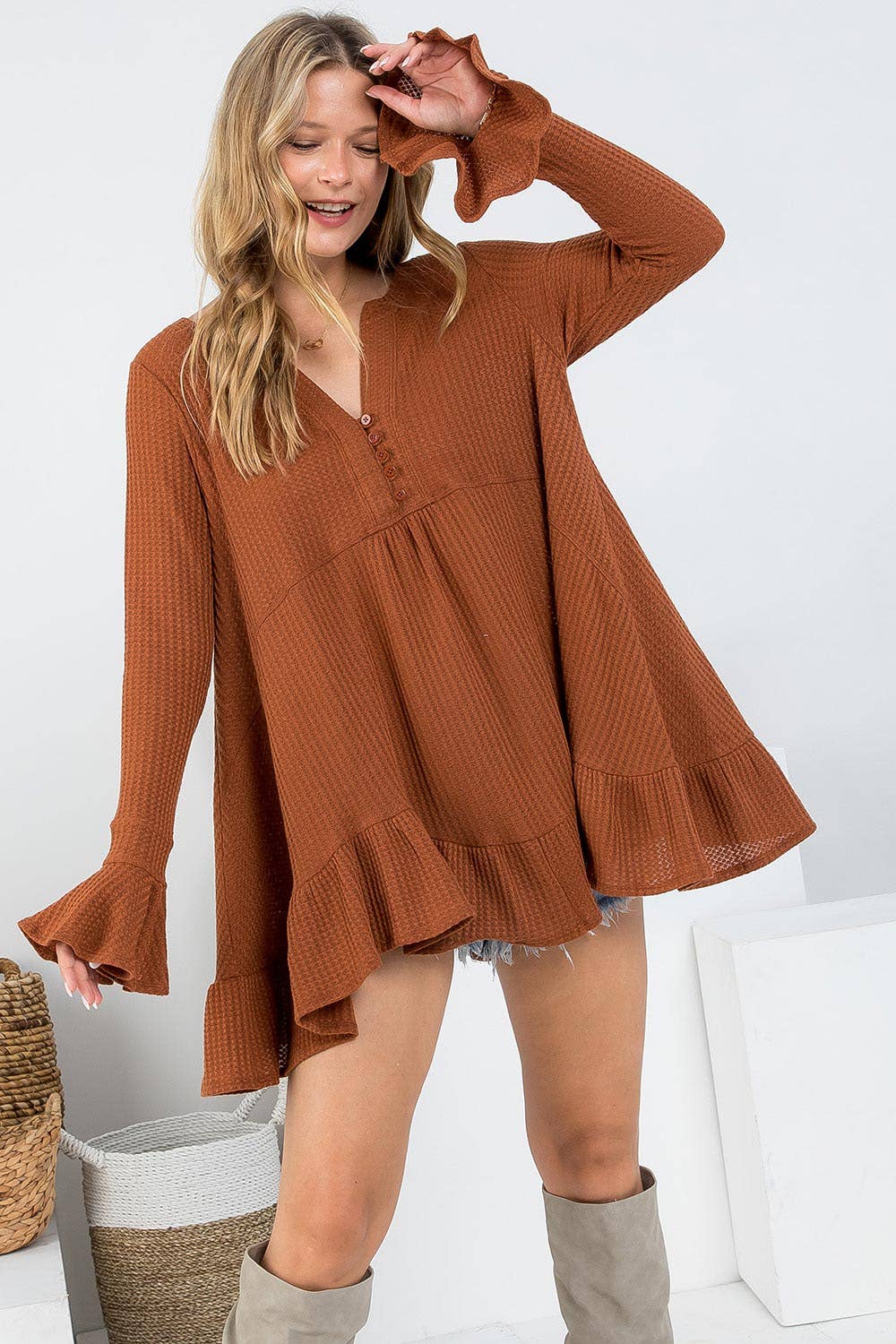 Sweet Lovely by Jen - Wholesale Tunic - Women's - SW275 - Waffle Knit Flare Top53