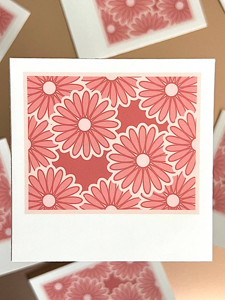 Adesivo Floral Polaroid Filme Rosa, 3x3in. por atacado de LAZYBOYPRINTS