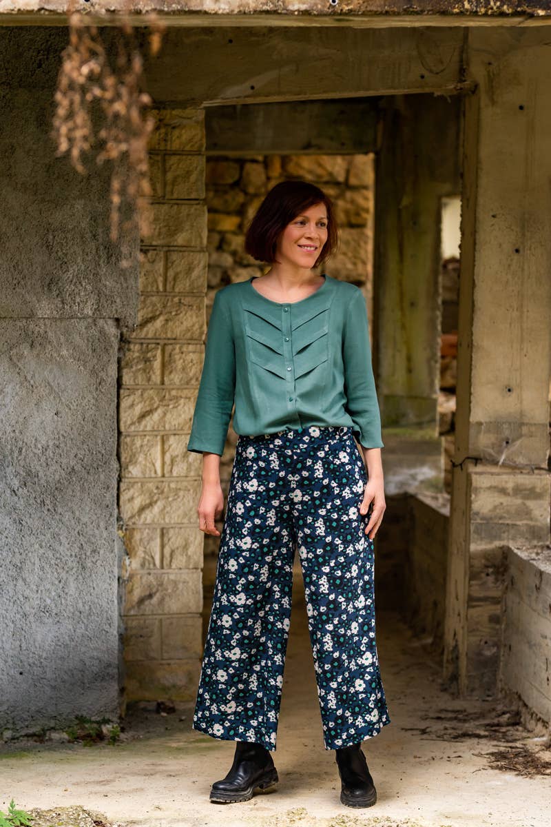 Eglantine et Zoé – Großhandel Stoff – Grüner Eukalyptus Viskose-Crêpe Stoff7