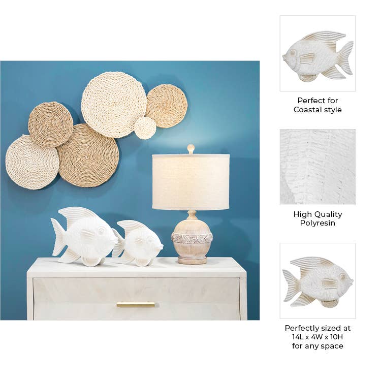 Sagebrook Home - Wholesale Decorative Figurine - Resin Coastal Fish Decorative Figurine - White, 14 in.3