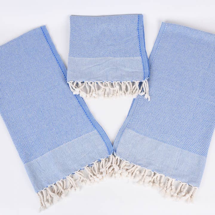 Organic Turkish Towels - Wholesale Tea Towel - Embroidered Kitchen Towel, Stylish Blue Tea Towel6