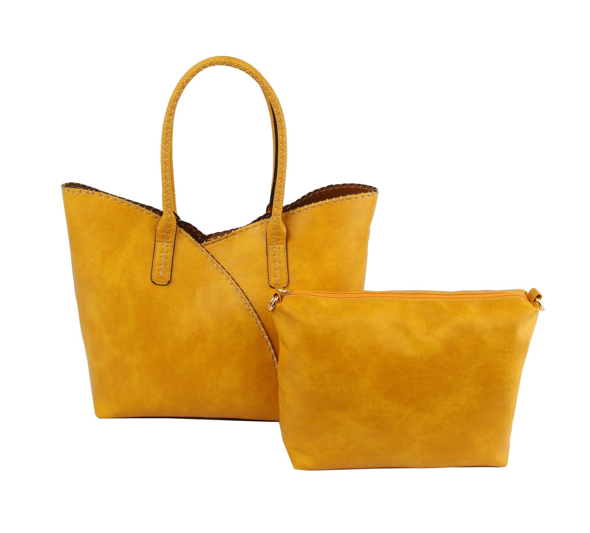 MiMi Wholesale - Wholesale Tote Bag - Women's - COL001-2 2-in-1 Stitch Trim Detail Shoulder/Tote Set Bag21