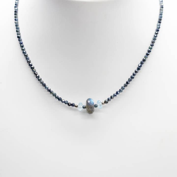 Susan Roberts Jewelry - Wholesale Beaded/Pearl Necklace - Labradorite & Topaz Luna Necklace