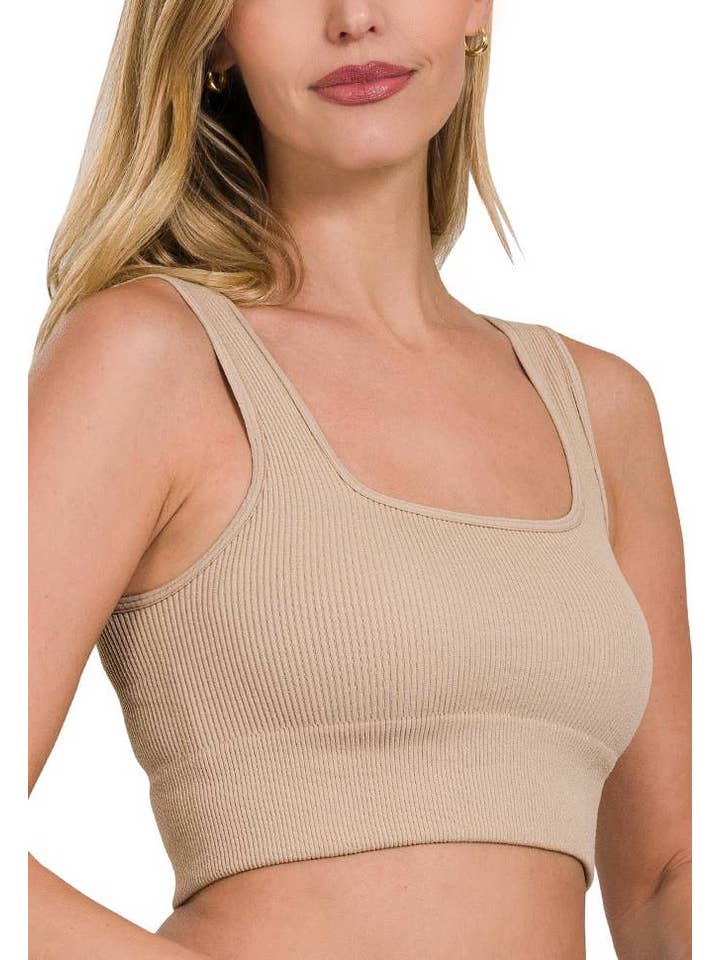 Vanilla Monkey - Wholesale Tank Top - Women's - Ribbed Square Neck Cropped Tank Top