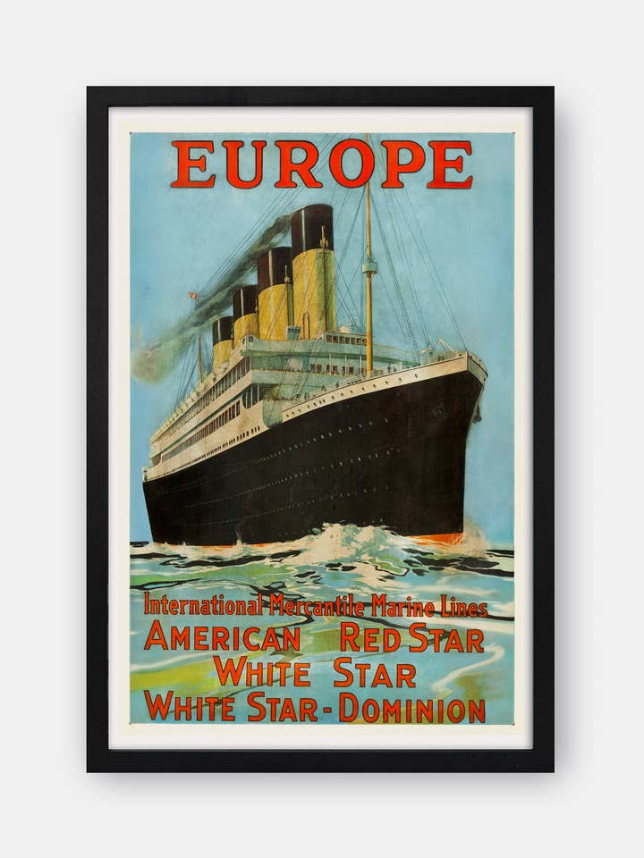 Póster de 1912 sobre Europa (White Star Line-Olympic/Titanic) para venta al por mayor de The Curious Desk