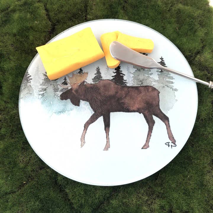 GP Originals - Wholesale Cutting Board - Evergreen Moose Tempered Glass Cutting Board2