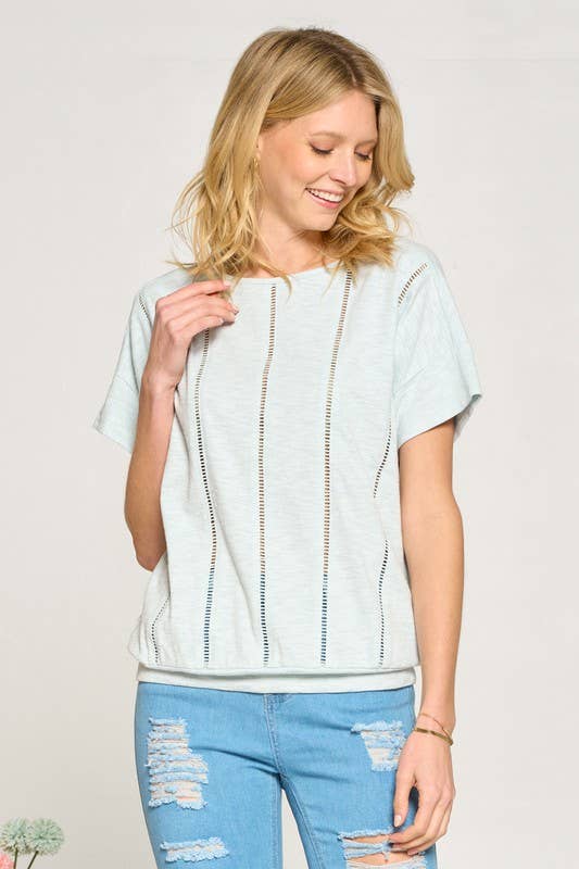 Doe and Rae - Venta al por mayor Blusa - Mujer - Parte superior cuadrada con borde de escalera - 14249T10