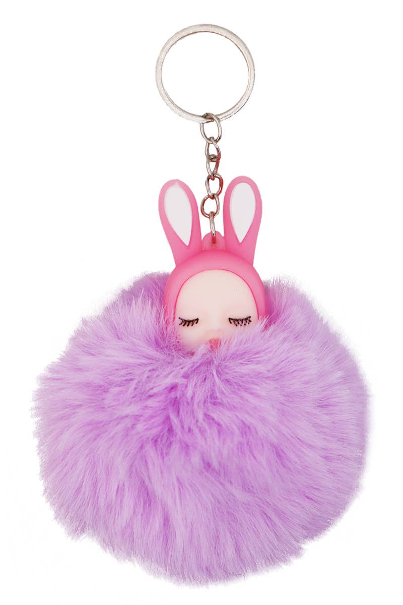Cap Zone - Wholesale Keychain - Women's - Dreamy Bunny Baby Figurine Fuzzy Pom Pom Keychain6