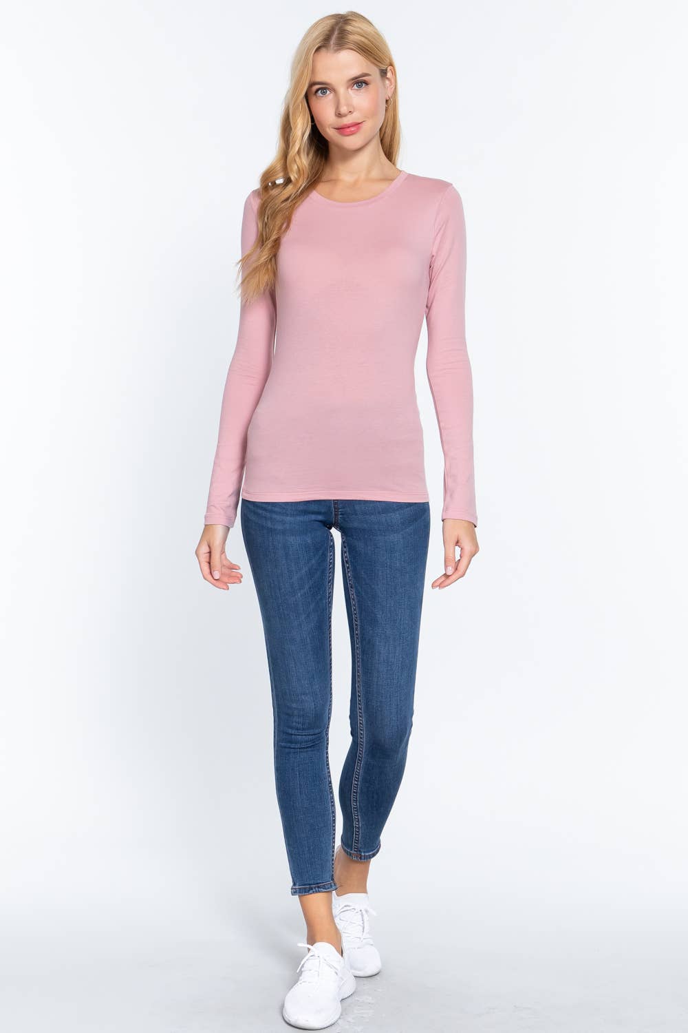 Active Basic | Active USA - Wholesale Knit Top - Women's - Long Sleeve Crew Neck Cotton Spandex Jersey Top6