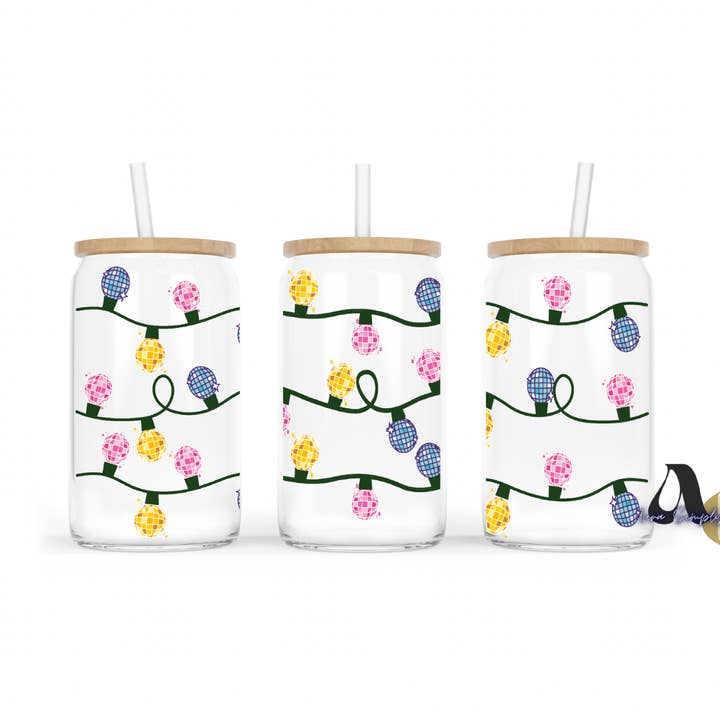 Christmas Disco String Lights Glass Beer Cup for wholesale by Aura Simply Creates