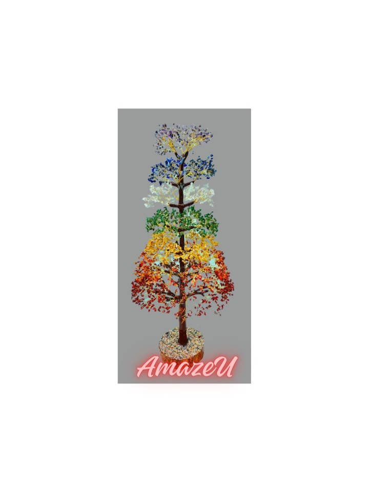 Árbol de piedras preciosas de 7 chakras, 4000 chips, árbol con alambre dorado para venta al por mayor de AmazeU