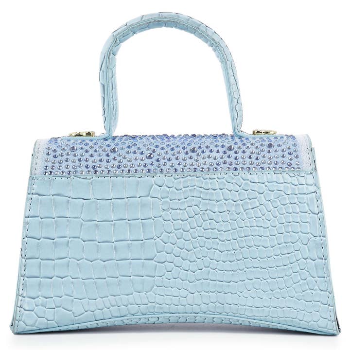 Handbag Factory Corp - Wholesale Top Handle Bag - Women's - Rhinestone Accented Croc Embossed Hand Tote
